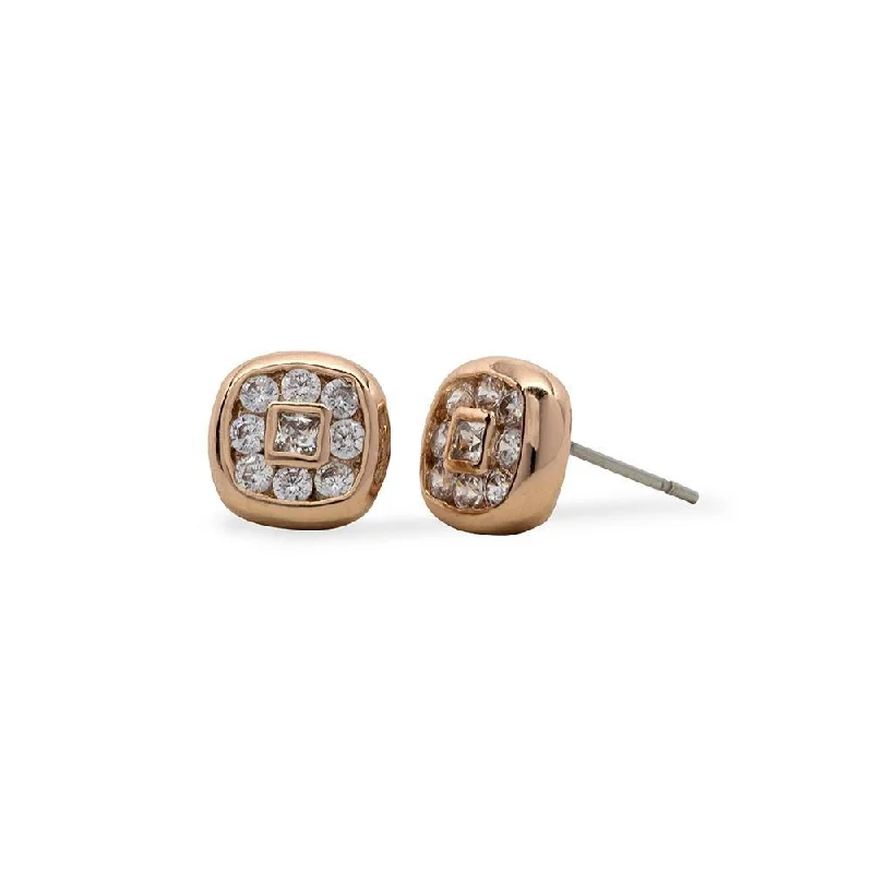 women’s vintage earrings -women’s vintage earrings -Square Pave Stud Earrings