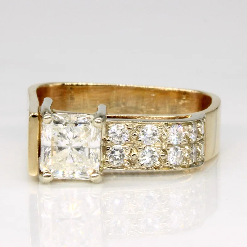 unique gold rings -Princess Cut Diamond Engagement Ring | 1.05ctw | SZ 5.25 |