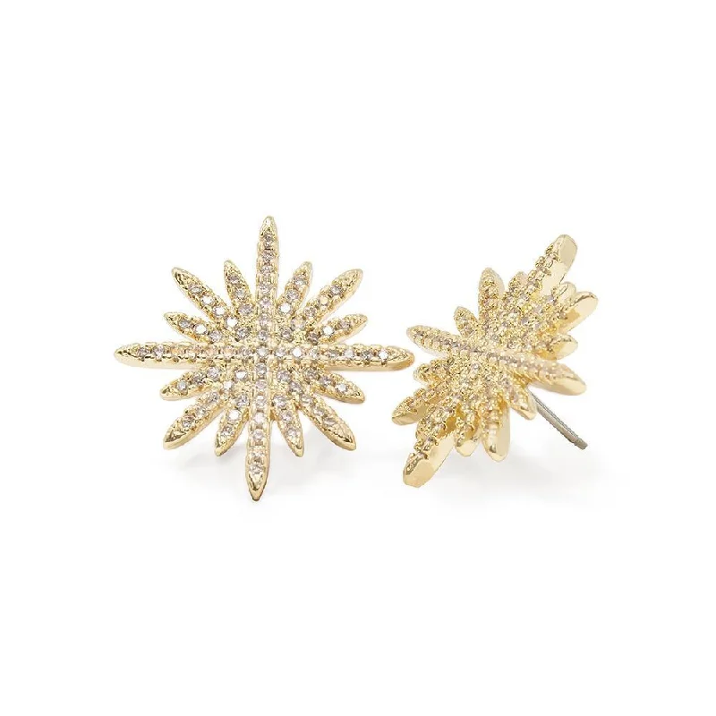 luxury earrings sets -handmade earrings for women -Star Bright Stud Earrings CZ Pave Gold Plated