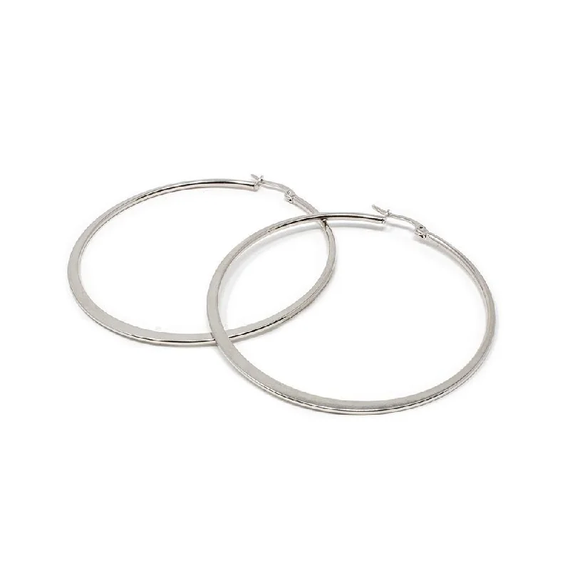 women’s sterling silver earrings -intricate earrings for women -Stainless Steel 60MM Flat Hoop Earrings