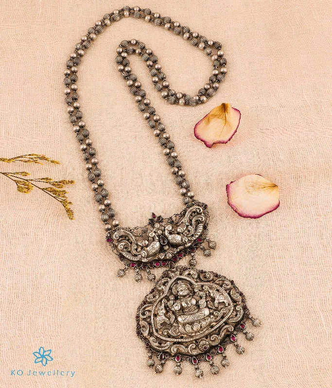 bohemian necklaces for women -vintage necklaces for women -The Deepta Lakshmi Silver Nakkasi Beads Necklace