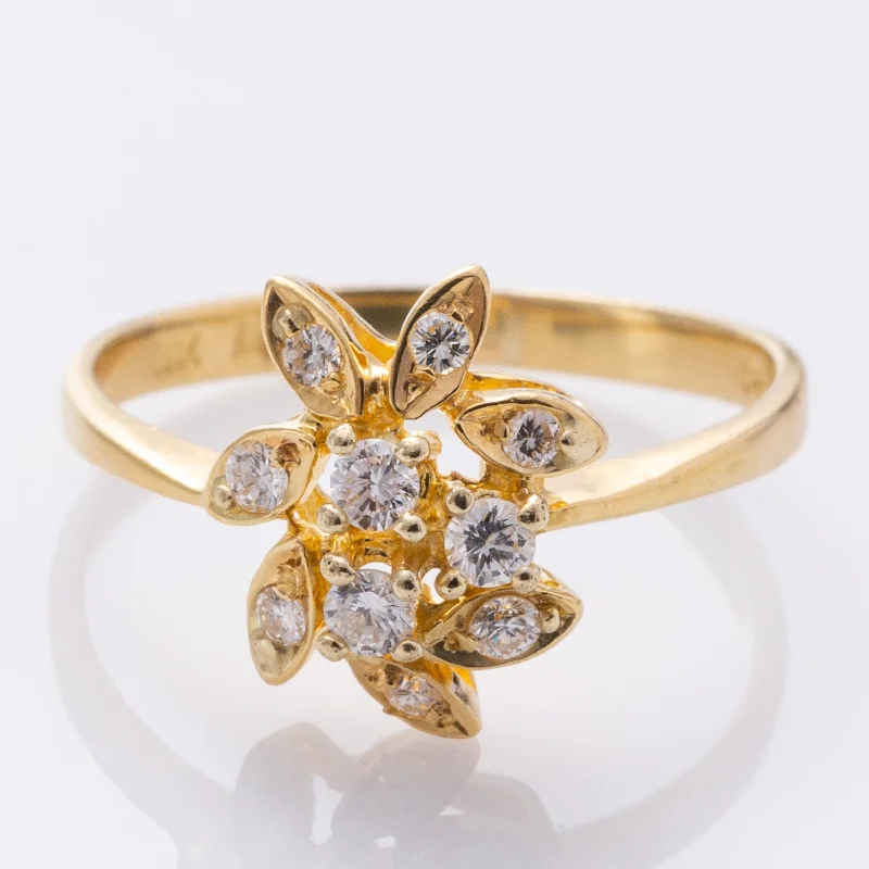 unique engagement rings -18K Yellow Gold Floral Design Diamond Ring | 0.35ctw | SZ 7.75 |