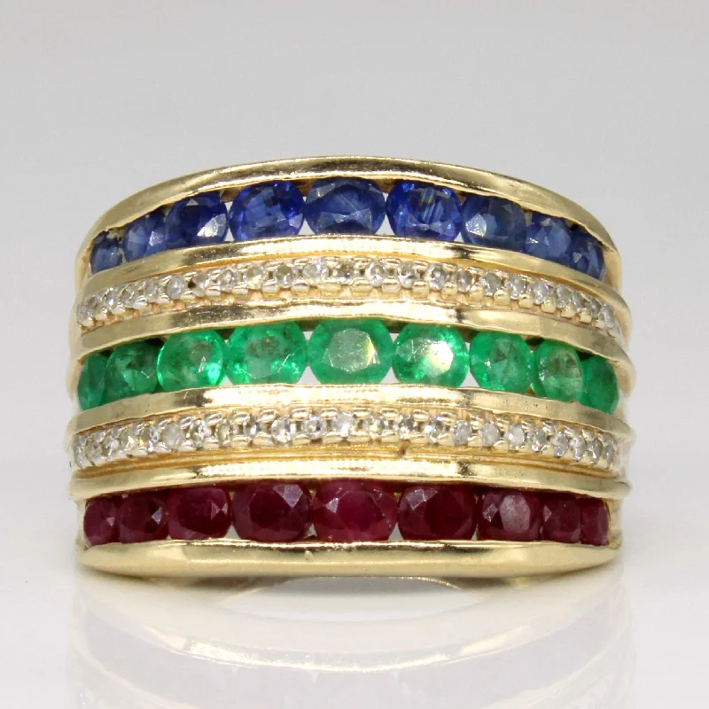 personalized rings for women -Channel Set Multi Gem Ring | 2.01ctw | SZ 7.25 |