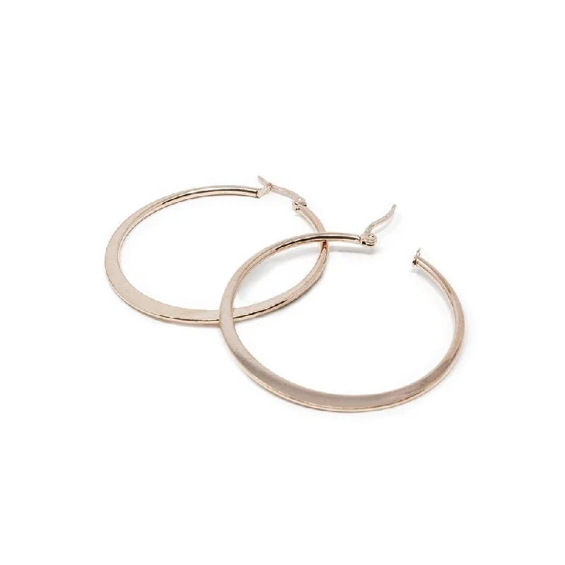 statement earrings with pearls -statement earrings with pearls -Stainless Steel 40MM Flat Hoop Earrings Rose Gold Plated