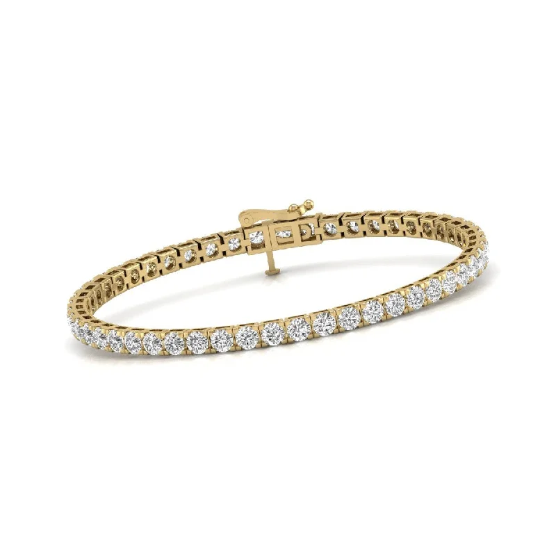 luxury bangle sets for women -Diana M Lab 4 Carat TW Diamond Tennis Bracelet in 14K YELLOW Gold