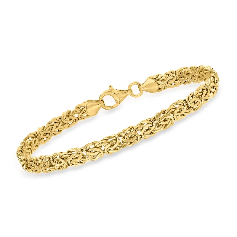 silver bangles for women -Ross-Simons 14kt Yellow Gold Byzantine Bracelet