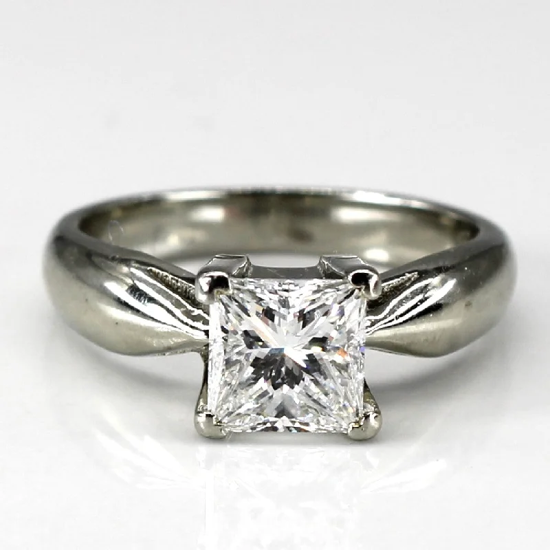 vintage wedding rings for women -Solitaire Princess Diamond Engagement Ring | 0.93ct SI2 F/G| SZ 3.75 |