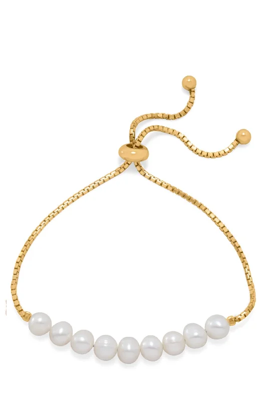 stacked gold bangles -18k Gold Multi Pearl Bracelet