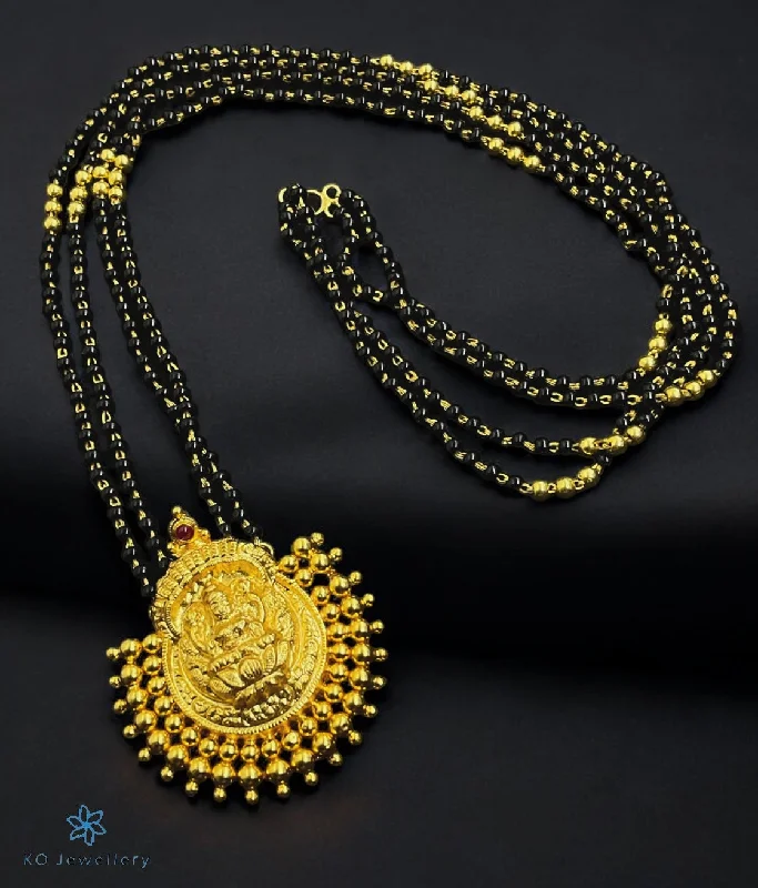 women’s layered gold necklaces -gemstone pendants for women -The Avahati Silver Lakshmi Mangalsutra Necklace