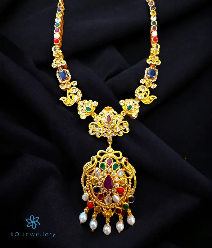 gemstone necklaces for women -gemstone necklaces for women -The Kaashya Silver Navratna Necklace