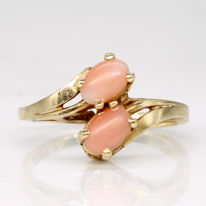 vintage gemstone rings for women -Coral Bypass Ring | 0.50ctw | SZ 6 |