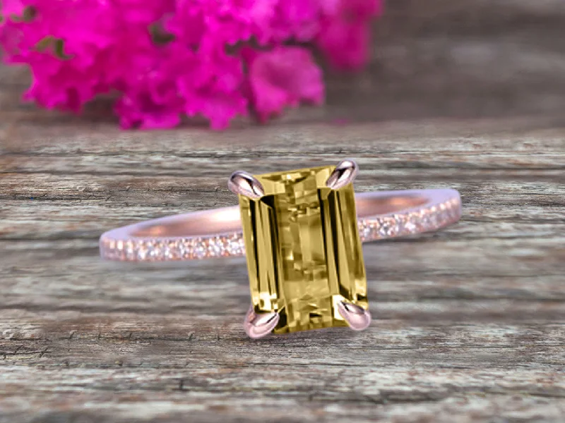 vintage engagement rings for women -vintage engagement rings for women -1.25 Carat Emerald Cut Champagne Diamond Moissanite Engagement Ring Custom Ring 10K Champagne Diamond Moissanite Rose gold Ring