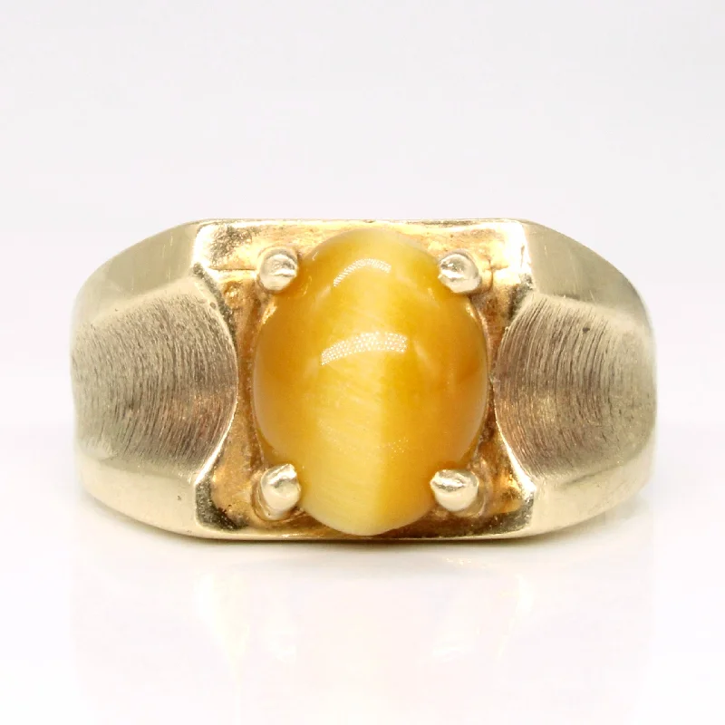 unique engagement rings -10k Yellow Gold Tiger's Eye Quartz Cocktail Ring | 2.05ct | SZ 7.75 |