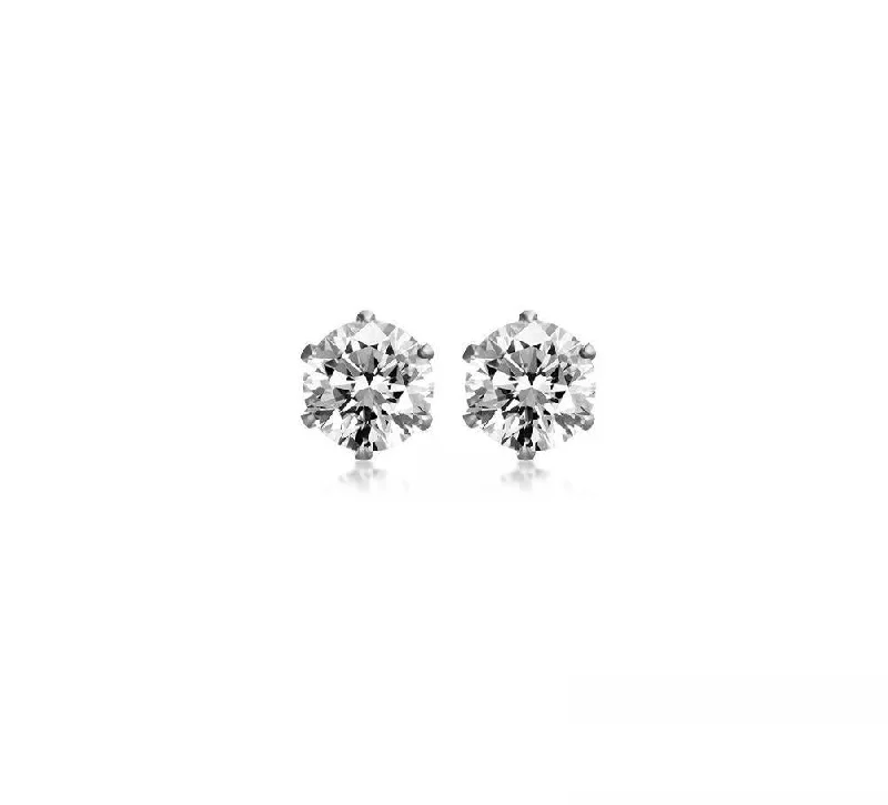 statement earrings with pearls -statement earrings with pearls -Stainless Steel 8MM CZ Round Stud Earrings