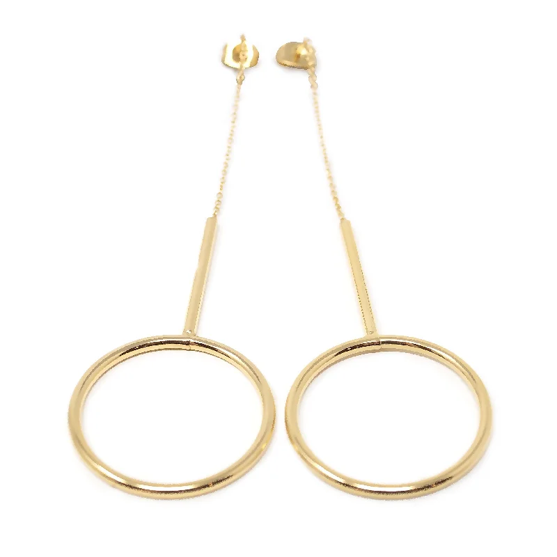 stylish earrings for women -unique earrings for women -Stainless Steel Hoop String Post Drop Earrings Gold Pl