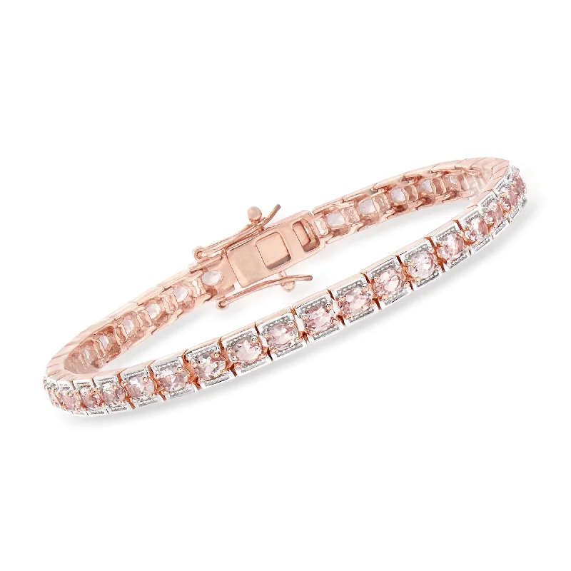 rose gold bracelet sets -Ross-Simons 5.25- Morganite Tennis Bracelet in 18kt Rose Gold Over Sterling