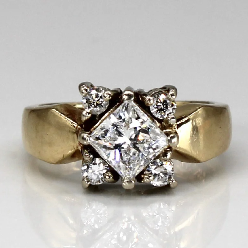 statement rings for women -Five Stone Diamond Engagement Ring | 1.26ctw SI2 F | SZ 6 |