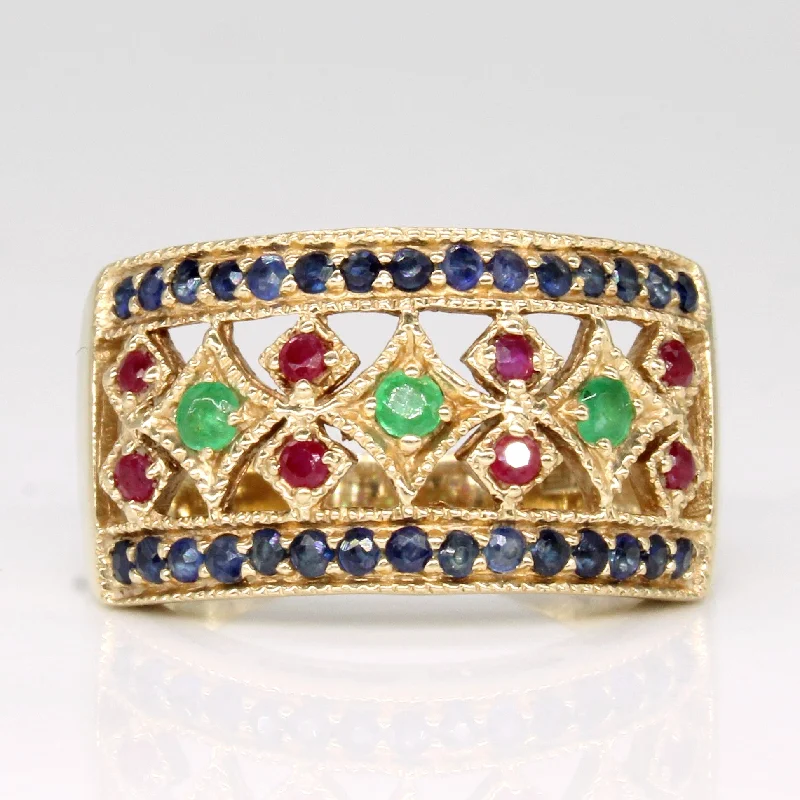 stacking rings for women -Multi Gem Ornate Ring | 0.51ctw | SZ 6 |