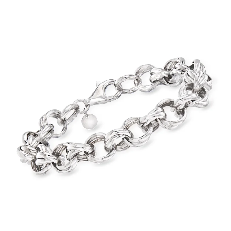 engraved bangle bracelets -Ross-Simons Italian Sterling Silver Rolo Link Chain Bracelet