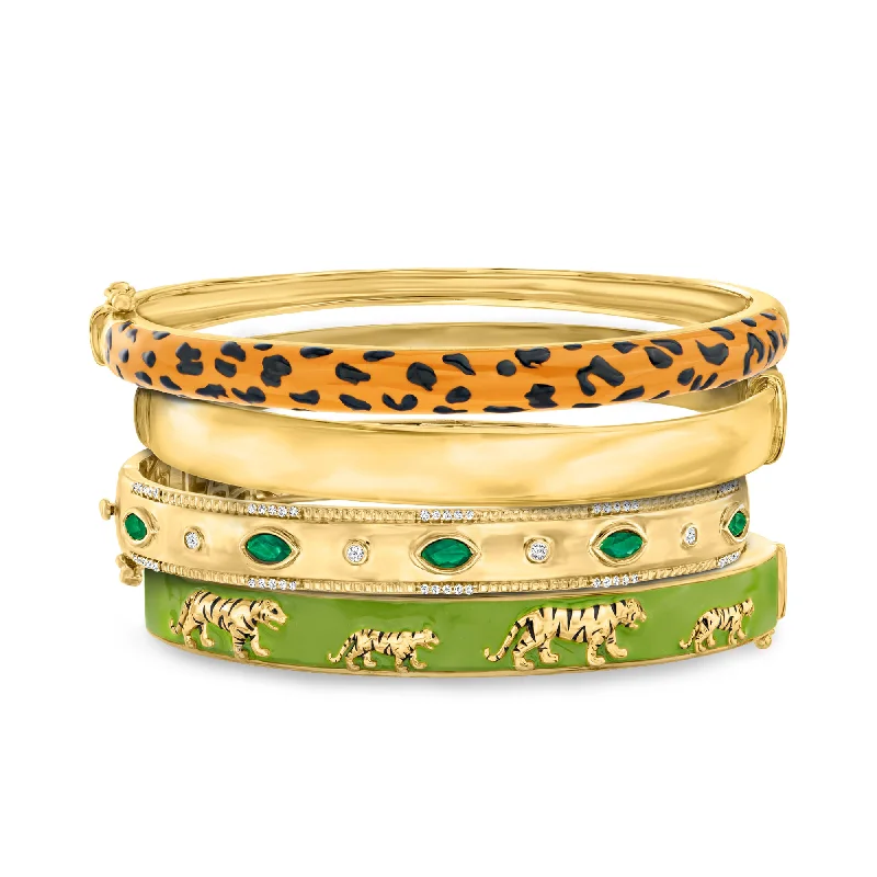 bohemian bracelets for women -Ross-Simons "Fierce Stack" Set Of 4 Bangle Bracelets in 18kt Gold Over Sterling