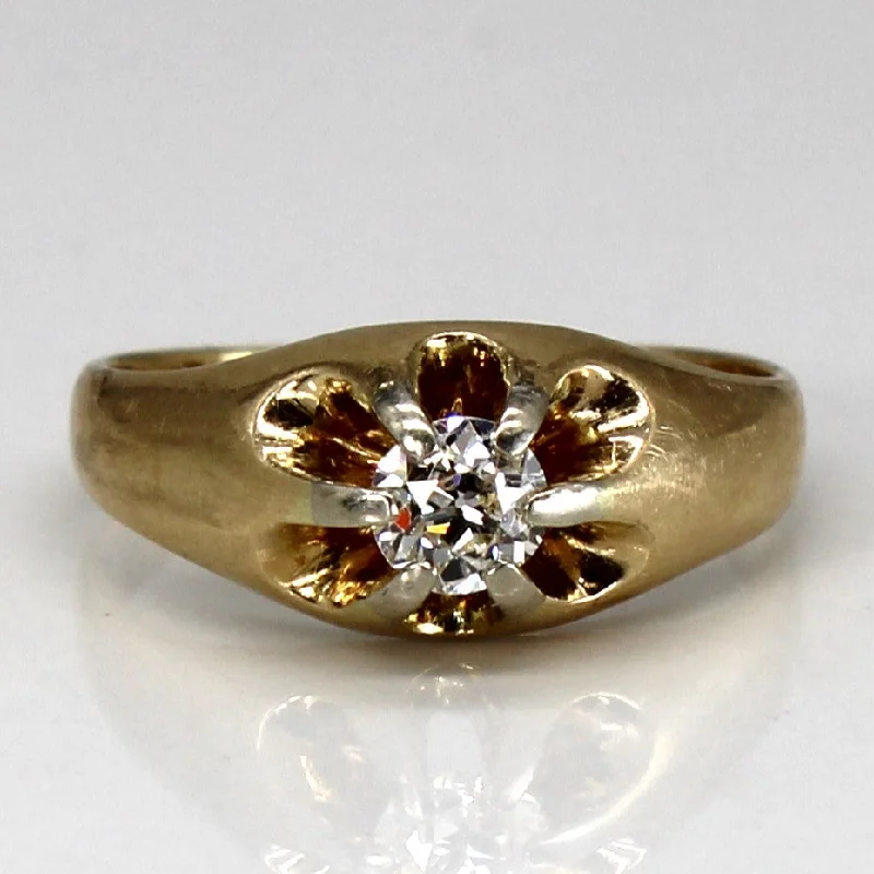 diamond rings for women -Belcher Set Solitaire Diamond Vintage 14k Ring | 0.30ct | SZ 6 |