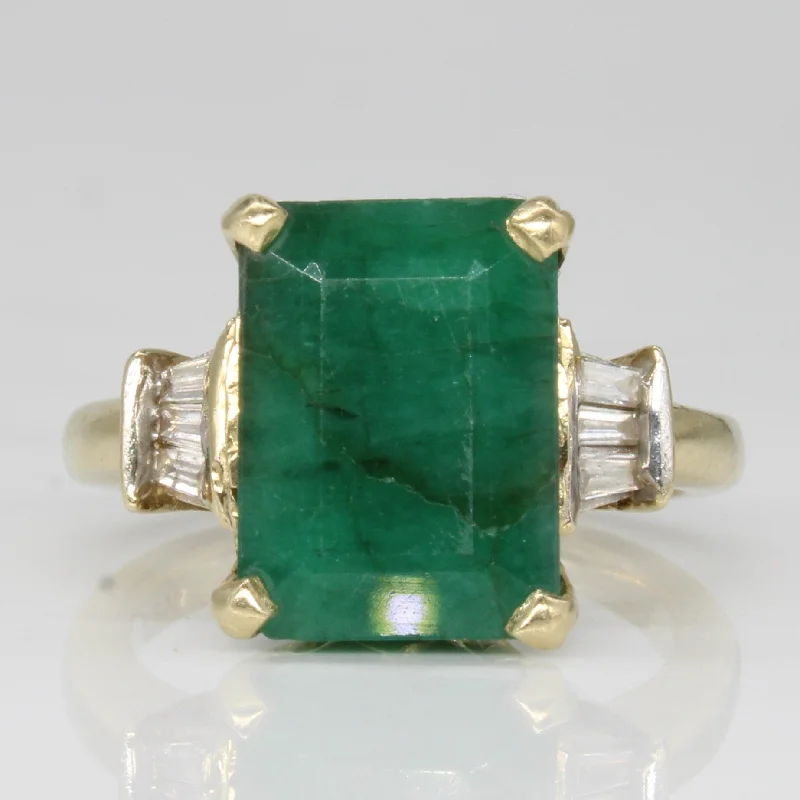 luxury platinum rings -Dyed Green Quartz & Diamond Cocktail Ring | 5.50ct, 0.18ctw | SZ 6.5 |