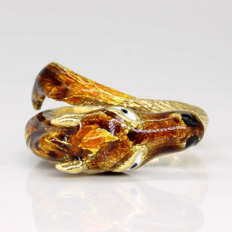 women’s fashion rings with crystals -18k Yellow Gold Enamel Horse Ring | SZ 4.75 |