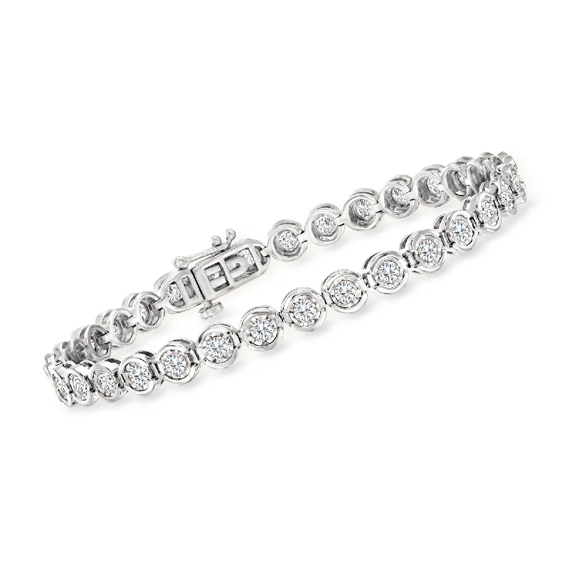 multi-layered bangles for women -Ross-Simons 3.00- Bezel-Set Diamond Tennis Bracelet in Sterling Silver