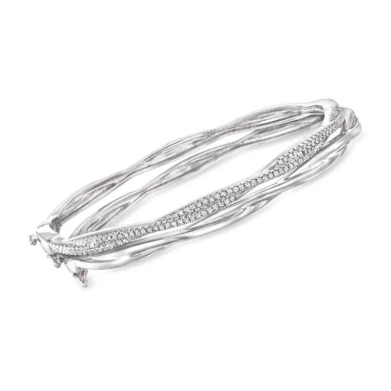 beautiful bangles for casual wear -Ross-Simons Diamond Jewelry Set: 2 Twisted Bangle Bracelets in Sterling Silver