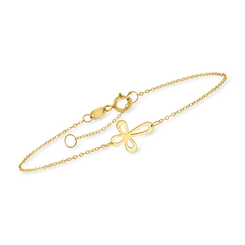 personalized bangles for women -RS Pure by Ross-Simons Italian 14kt Yellow Gold Looped Cross Bracelet