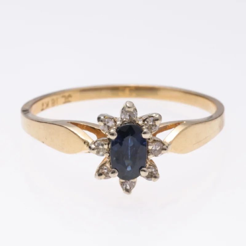 fashion rings for women -18K Yellow Gold Sapphire and Diamond Ring | 0.29ctw, 0.07ctw | SZ 6