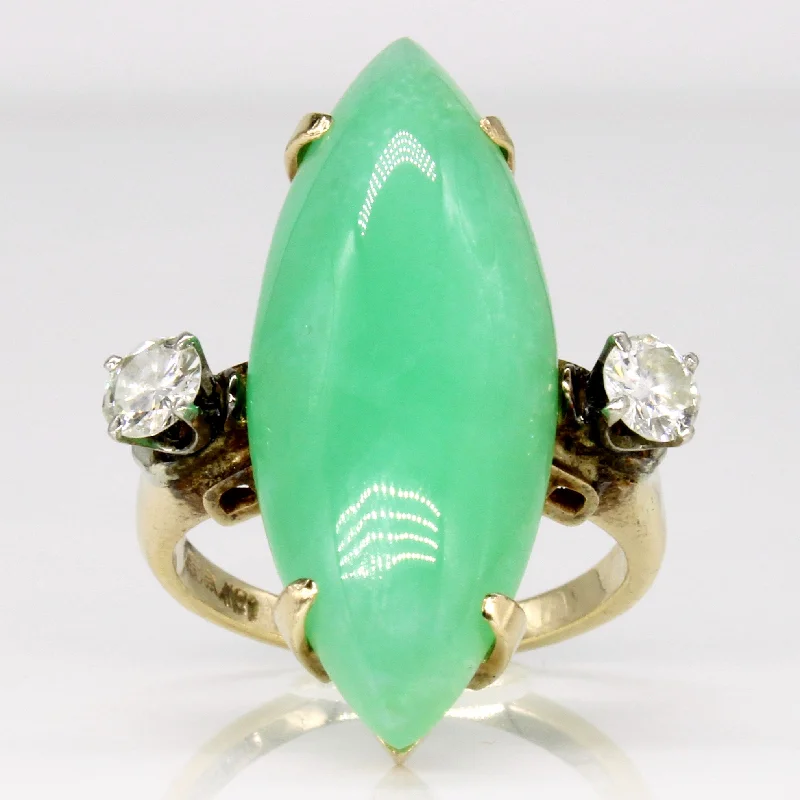 luxury bridal rings -Chrysoprase & Diamond Cocktail Ring | 16.00ct, 0.45ctw | SZ 4.75 |