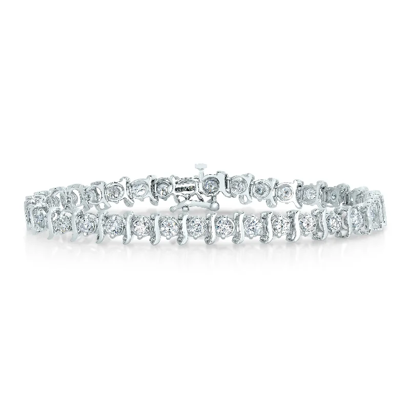 timeless bangles for women -8 cttw I1 Clarity IGI Certified Diamond Bracelet 14K White Gold S-Link 7 Inch