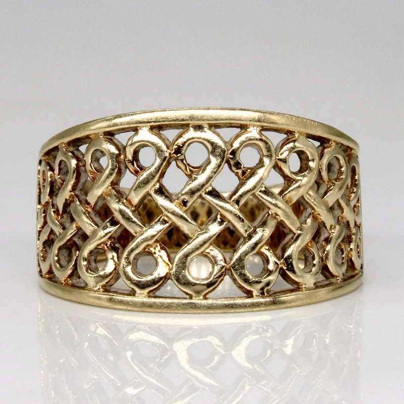 floral rings for women -10k Yellow Gold Lattice Ring | SZ 7 |