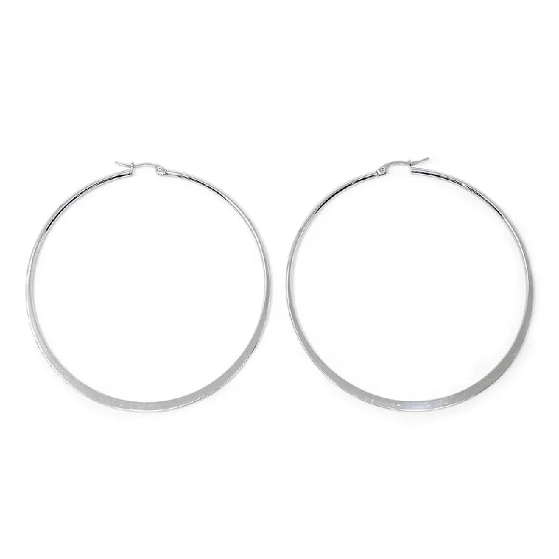 gemstone dangling earrings -bridal stud earrings for women -Stainless Steel 70MM Flat Hoop Earrings