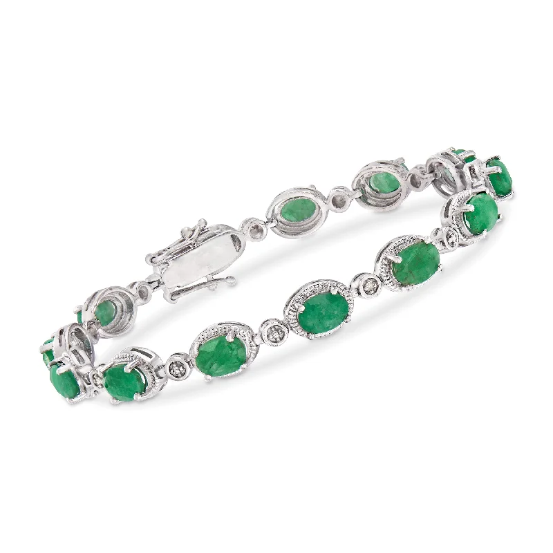 multi-layered bangles for women -Ross-Simons Emerald Bracelet in Sterling Silver