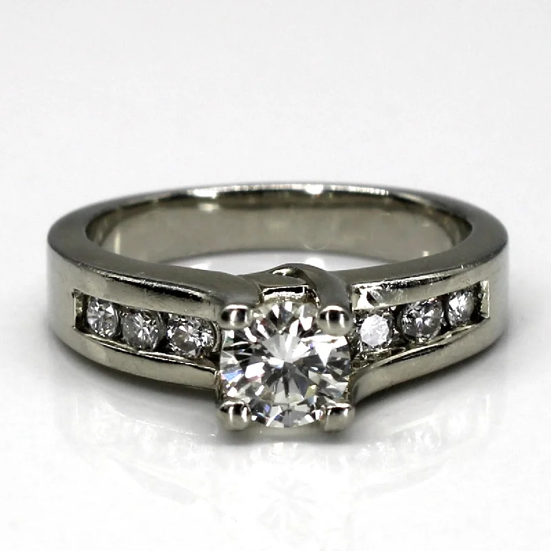 classic engagement rings -Solitaire with Accents Diamond Ring | 0.78ctw SI1/SI2 H/I | SZ 6.5 |