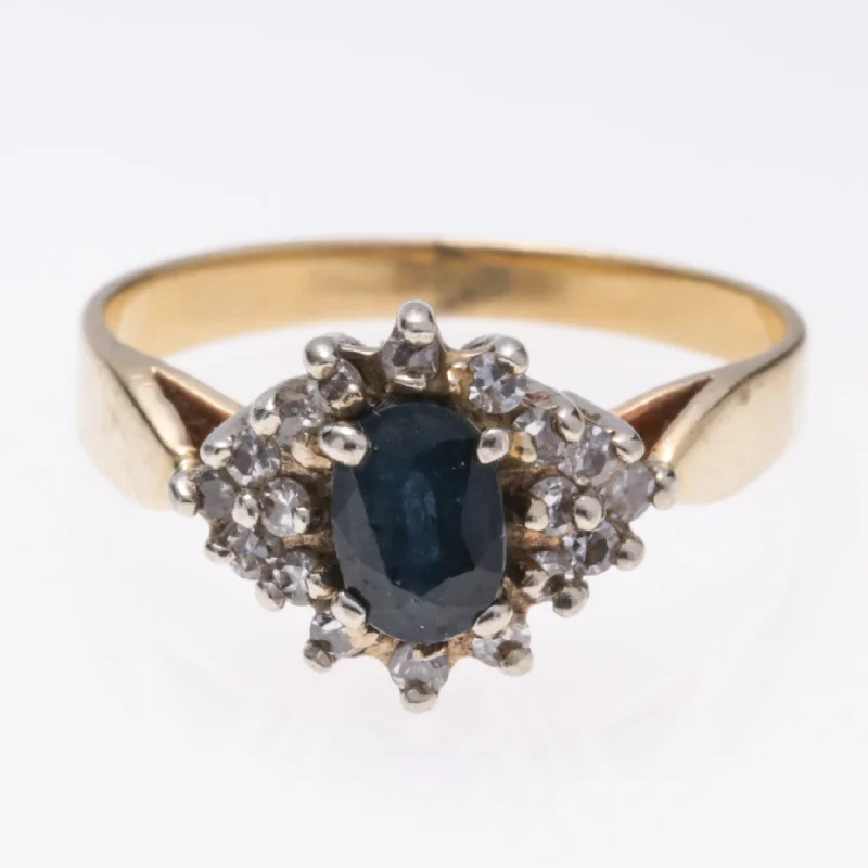 bridal ring sets -14k Yellow Gold Sapphire and Diamond Ring | 0.60ct, 0.23ctw | SZ 7