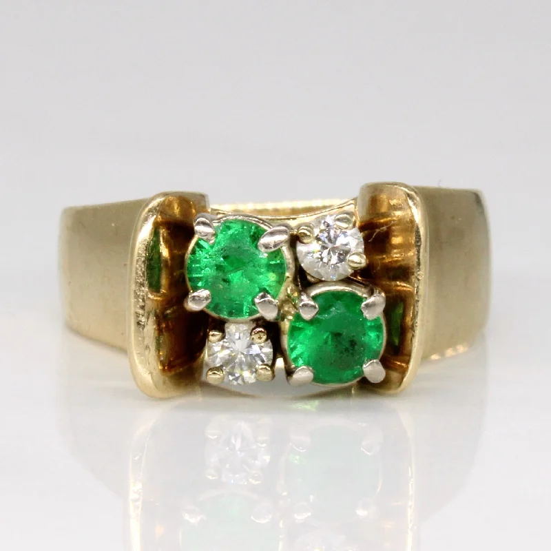 colorful rings for women -Emerald & Diamond High Set Ring | 0.44ctw, 0.14ctw | SZ 7.25 |