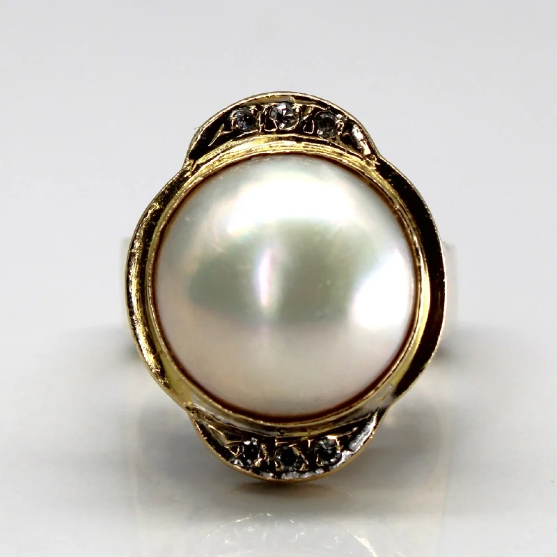 bold rings for women -Bezel Set Pearl & Diamond Dome Ring | 0.06ctw | SZ 5.5 |