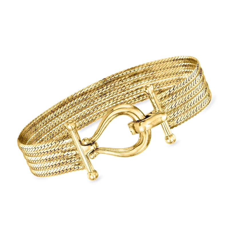 trendy bracelets for women -Ross-Simons 18kt Gold Over Sterling Multi-Strand Cuban-Link Bracelet