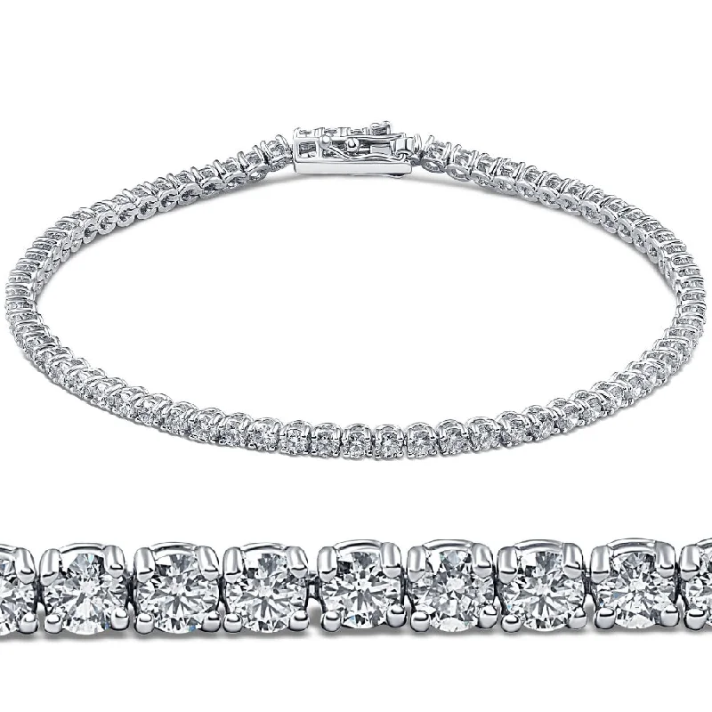 eco-friendly bracelets for women -3ct. Round Cut Diamond Tennis Bracelet In 14k White Gold 7"