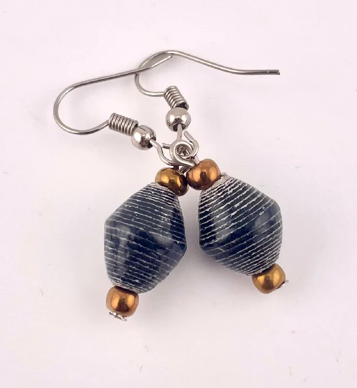 trendy earrings for parties -trendy earrings for parties -Charcoal Paper Bead Earrings