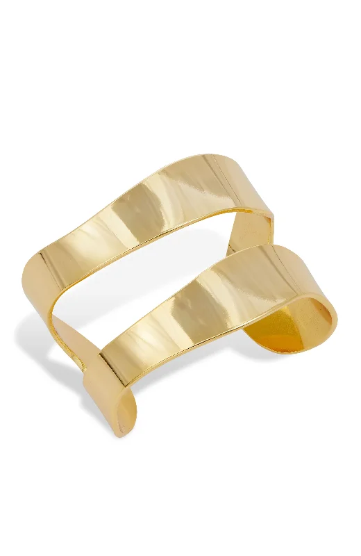 elegant bangles for women -18K Gold Plate Wide Cuff Bracelt