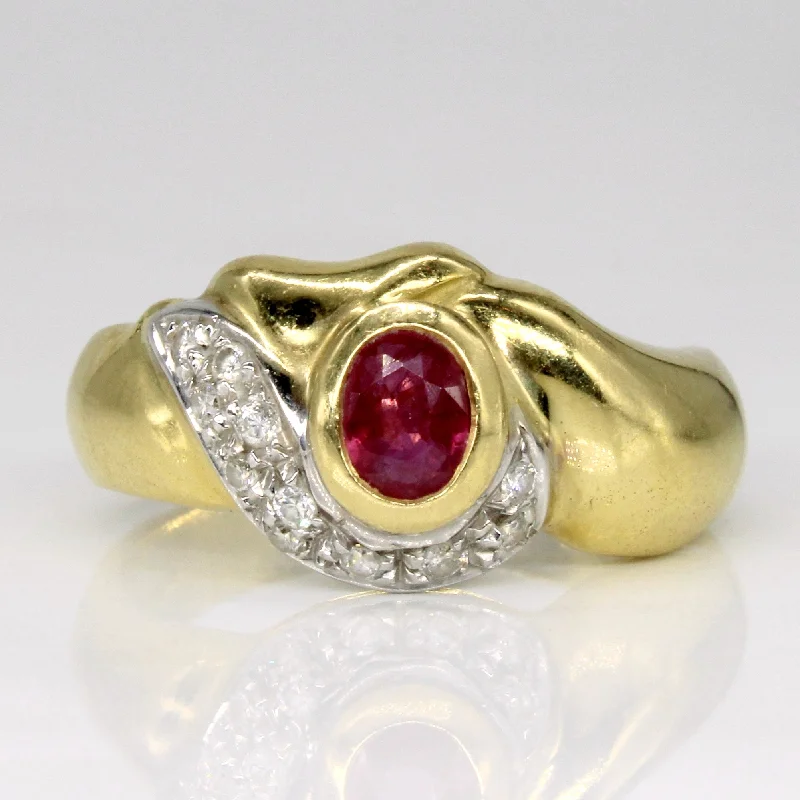 chic promise rings for women -Ruby & Diamond Ring | 0.42ct, 0.11ctw | SZ 7.75 |