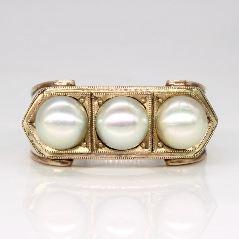 wedding bands for women -Three Stone Pearl Ring | SZ 10.5 |