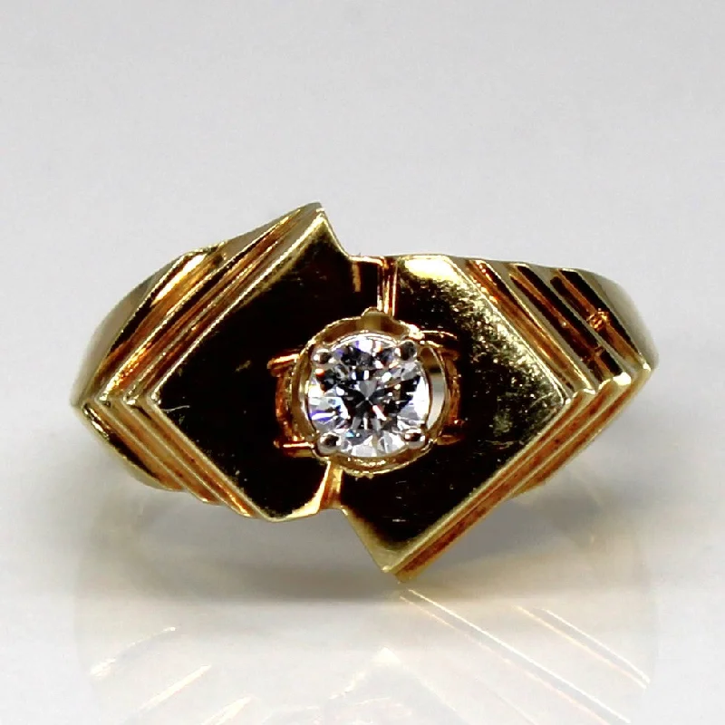 vintage gemstone rings for women -Geometric Solitaire Diamond 14k Ring | 0.20ct | SZ 6 |