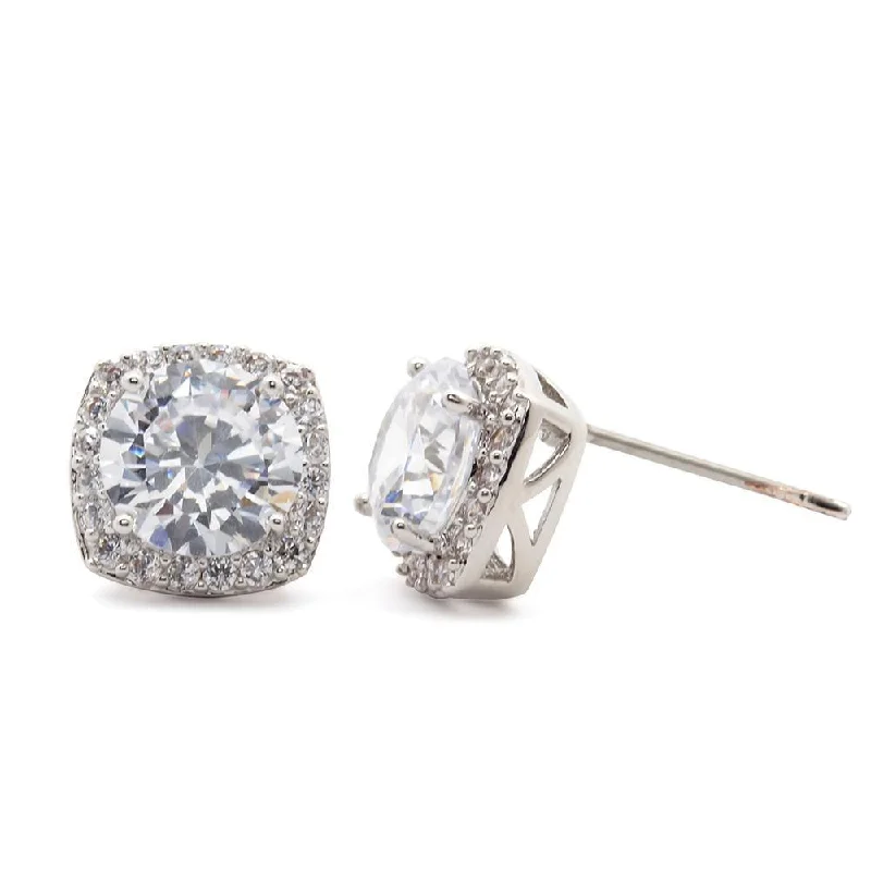 classic dangly earrings for women -classic dangly earrings for women -Rounded/Square Pave Cubic Zirconia Stud Earrings