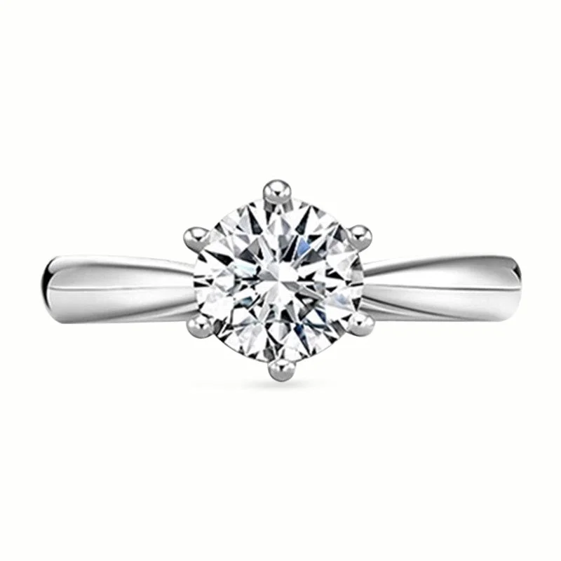 wedding bands and engagement rings for women -wedding bands and engagement rings for women -Classic Moissanite Crown Silver Engagement Ring for Women