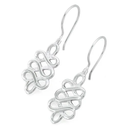 trendy ear climbers for women -trendy ear climbers for women -Sterling Silver Swirl Infinity Pattern Hook Earrings